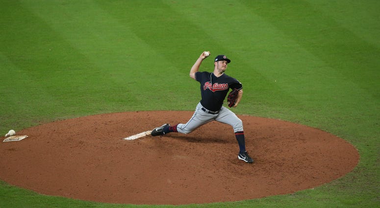 Oct 6, 2018; Houston, TX, USA; Cleveland Indians starting pitcher Trevor Bauer (47) delivers a pitch during the sixth inning against the Houston Astros during game two of the 2018 ALDS playoff baseball series at Minute Maid Park. Oct 6, 2018; Houston, TX, USA; Cleveland Indians starting pitcher Trevor Bauer (47) delivers a pitch during the sixth inning against the Houston Astros during game two of the 2018 ALDS playoff baseball series at Minute Maid Park.
