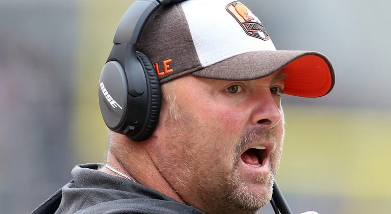 Cleveland Browns associate head coach Freddie Kitchens reacts on the sidelines against the Pittsburgh Steelers during the second quarter at Heinz Field. The Steelers won 33-18. Cleveland Browns associate head coach Freddie Kitchens reacts on the sidelines against the Pittsburgh Steelers during the second quarter at Heinz Field. The Steelers won 33-18.