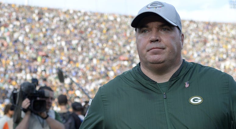 Green Bay Packers head coach Mike McCarthy reacts after a 29-27 loss to the Los Angeles Rams at Los Angeles Memorial Coliseum. Green Bay Packers head coach Mike McCarthy reacts after a 29-27 loss to the Los Angeles Rams at Los Angeles Memorial Coliseum.