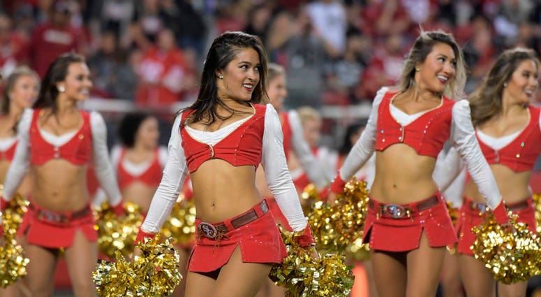 Nov 1, 2018; Santa Clara, CA, USA; San Francisco 49ers gold rush cheerleaders perform during the game against the Oakland Raiders at Levi's Stadium. Mandatory Credit: Kirby Lee-USA TODAY Sports Nov 1, 2018; Santa Clara, CA, USA; San Francisco 49ers gold rush cheerleaders perform during the game against the Oakland Raiders at Levi's Stadium. Mandatory Credit: Kirby Lee-USA TODAY Sports