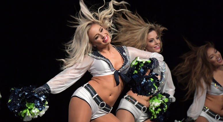 Nov 4, 2018; Seattle, WA, USA; Seattle Seahawks Sea Gals cheerleaders perform before a game against the Los Angeles Chargers at CenturyLink Field. Mandatory Credit: Kirby Lee-USA TODAY Sports Nov 4, 2018; Seattle, WA, USA; Seattle Seahawks Sea Gals cheerleaders perform before a game against the Los Angeles Chargers at CenturyLink Field. Mandatory Credit: Kirby Lee-USA TODAY Sports