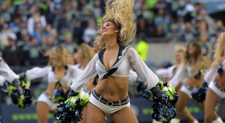 Nov 4, 2018; Seattle, WA, USA; Seattle Seahawks sea gals cheerleaders perform during the game against the Los Angeles Chargers at CenturyLink Field. Mandatory Credit: Kirby Lee-USA TODAY Sports Nov 4, 2018; Seattle, WA, USA; Seattle Seahawks sea gals cheerleaders perform during the game against the Los Angeles Chargers at CenturyLink Field. Mandatory Credit: Kirby Lee-USA TODAY Sports