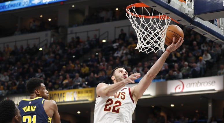 Dec 18, 2018; Indianapolis, IN, USA; Cleveland Cavaliers forward Larry Nance Jr. (22) shoots against Indiana Pacers forward Thaddeus Young (21) during the third quarter at Bankers Life Fieldhouse. Mandatory Credit: Brian Spurlock-USA TODAY Sports Dec 18, 2018; Indianapolis, IN, USA; Cleveland Cavaliers forward Larry Nance Jr. (22) shoots against Indiana Pacers forward Thaddeus Young (21) during the third quarter at Bankers Life Fieldhouse. Mandatory Credit: Brian Spurlock-USA TODAY Sports
