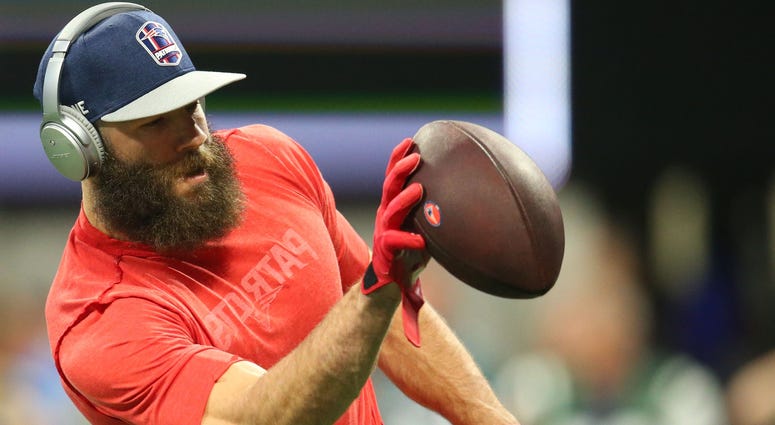 Feb 3, 2019; Atlanta, GA, USA; New England Patriots wide receiver Julian Edelman before Super Bowl LIII against the Los Angeles Rams at Mercedes-Benz Stadium. Mandatory Credit: Mark J. Rebilas-USA TODAY Sports Feb 3, 2019; Atlanta, GA, USA; New England Patriots wide receiver Julian Edelman before Super Bowl LIII against the Los Angeles Rams at Mercedes-Benz Stadium. Mandatory Credit: Mark J. Rebilas-USA TODAY Sports