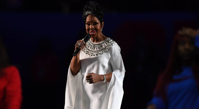 Feb 3, 2019; Atlanta, GA, USA; Recording artist Gladys Knight performs the National Anthem before Super Bowl LIII between the New England Patriots and the Los Angeles Rams at Mercedes-Benz Stadium. Mandatory Credit: Robert Deutsch-USA TODAY Sports Feb 3, 2019; Atlanta, GA, USA; Recording artist Gladys Knight performs the National Anthem before Super Bowl LIII between the New England Patriots and the Los Angeles Rams at Mercedes-Benz Stadium. Mandatory Credit: Robert Deutsch-USA TODAY Sports