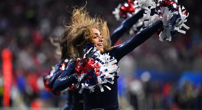 Feb 3, 2019; Atlanta, GA, USA; New England Patriots cheerleaders performs during the second quarter against the Los Angeles Rams in Super Bowl LIII at Mercedes-Benz Stadium. Mandatory Credit: Christopher Hanewinckel-USA TODAY Sports Feb 3, 2019; Atlanta, GA, USA; New England Patriots cheerleaders performs during the second quarter against the Los Angeles Rams in Super Bowl LIII at Mercedes-Benz Stadium. Mandatory Credit: Christopher Hanewinckel-USA TODAY Sports