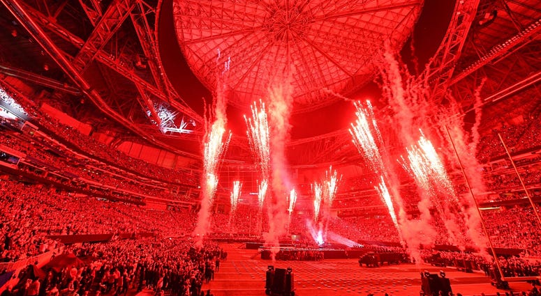 Feb 3, 2019; Atlanta, GA, USA; Maroon 5 performs during halftime of Super Bowl LIII at Mercedes-Benz Stadium. Mandatory Credit: John David Mercer-USA TODAY Sports Feb 3, 2019; Atlanta, GA, USA; Maroon 5 performs during halftime of Super Bowl LIII at Mercedes-Benz Stadium. Mandatory Credit: John David Mercer-USA TODAY Sports