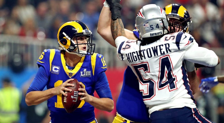 Feb 3, 2019; Atlanta, GA, USA; Los Angeles Rams quarterback Jared Goff (16) drops back to pass during the third quarter against the New England Patriots in Super Bowl LIII at Mercedes-Benz Stadium. Mandatory Credit: Matthew Emmons-USA TODAY Sports Feb 3, 2019; Atlanta, GA, USA; Los Angeles Rams quarterback Jared Goff (16) drops back to pass during the third quarter against the New England Patriots in Super Bowl LIII at Mercedes-Benz Stadium. Mandatory Credit: Matthew Emmons-USA TODAY Sports