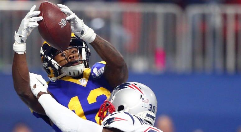 Feb 3, 2019; Atlanta, GA, USA; New England Patriots cornerback Jason McCourty (30) breaks up a pass in the end zone intended for Los Angeles Rams wide receiver Brandin Cooks (12) in the third quarter in Super Bowl LIII at Mercedes-Benz Stadium. Mandatory Feb 3, 2019; Atlanta, GA, USA; New England Patriots cornerback Jason McCourty (30) breaks up a pass in the end zone intended for Los Angeles Rams wide receiver Brandin Cooks (12) in the third quarter in Super Bowl LIII at Mercedes-Benz Stadium. Mandatory