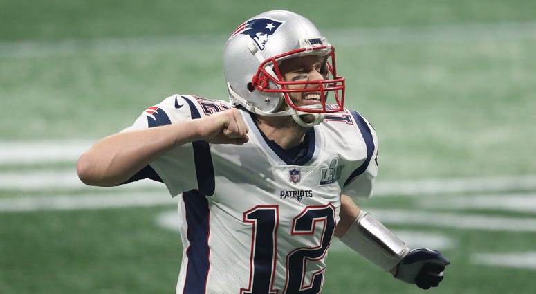 Feb 3, 2019; Atlanta, GA, USA; New England Patriots quarterback Tom Brady (12) celebrates after a Patriots touchdown against the Los Angeles Rams during the fourth quarter of Super Bowl LIII at Mercedes-Benz Stadium. Mandatory Credit: Jason Getz-USA TODAY Feb 3, 2019; Atlanta, GA, USA; New England Patriots quarterback Tom Brady (12) celebrates after a Patriots touchdown against the Los Angeles Rams during the fourth quarter of Super Bowl LIII at Mercedes-Benz Stadium. Mandatory Credit: Jason Getz-USA TODAY