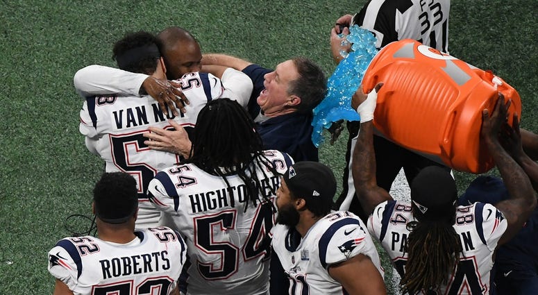Feb 3, 2019; Atlanta, GA, USA; New England Patriots head coach Bill Belichick is doused with Gatorade after winning Super Bowl LIII against the Los Angeles Rams at Mercedes-Benz Stadium. Mandatory Credit: Richard Mackson-USA TODAY Sports Feb 3, 2019; Atlanta, GA, USA; New England Patriots head coach Bill Belichick is doused with Gatorade after winning Super Bowl LIII against the Los Angeles Rams at Mercedes-Benz Stadium. Mandatory Credit: Richard Mackson-USA TODAY Sports