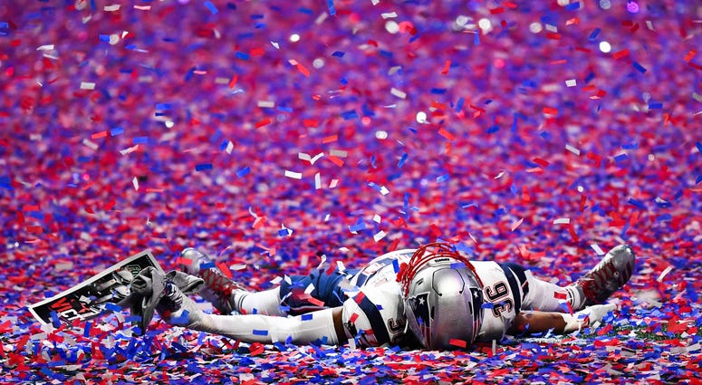 Feb 3, 2019; Atlanta, GA, USA; (Editor Note: Caption correction). New England Patriots linebacker Brandon King (36) lays in the confetti after Super Bowl LIII against the Los Angeles Rams at Mercedes-Benz Stadium. Mandatory Credit: Dale Zanine-USA TODAY S Feb 3, 2019; Atlanta, GA, USA; (Editor Note: Caption correction). New England Patriots linebacker Brandon King (36) lays in the confetti after Super Bowl LIII against the Los Angeles Rams at Mercedes-Benz Stadium. Mandatory Credit: Dale Zanine-USA TODAY S