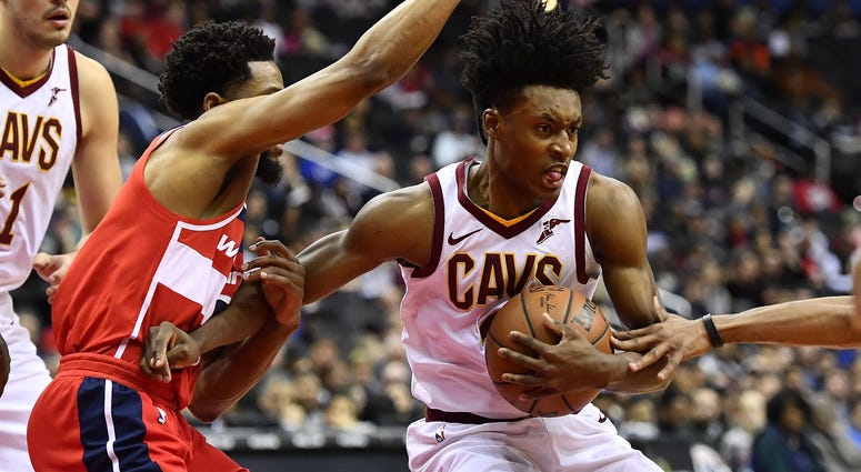 Feb 8, 2019; Washington, DC, USA; Cleveland Cavaliers guard Collin Sexton (2) controls the ball as Washington Wizards guard Chasson Randle (9) defends during the first quarter at Capital One Arena. Mandatory Credit: Brad Mills-USA TODAY Sports Feb 8, 2019; Washington, DC, USA; Cleveland Cavaliers guard Collin Sexton (2) controls the ball as Washington Wizards guard Chasson Randle (9) defends during the first quarter at Capital One Arena. Mandatory Credit: Brad Mills-USA TODAY Sports