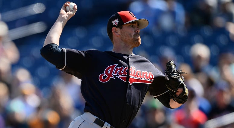 Feb 27, 2019; Phoenix, AZ, USA; Cleveland Indians starting pitcher Shane Bieber (57) pitches against the Milwaukee Brewers during the first inning at Maryvale Baseball Park. Mandatory Credit: Joe Camporeale-USA TODAY Sports Feb 27, 2019; Phoenix, AZ, USA; Cleveland Indians starting pitcher Shane Bieber (57) pitches against the Milwaukee Brewers during the first inning at Maryvale Baseball Park. Mandatory Credit: Joe Camporeale-USA TODAY Sports
