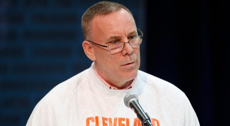 Feb 28, 2019; Indianapolis, IN, USA; Cleveland Browns general manager John Dorsey speaks to the media during the 2019 NFL Combine at the Indianapolis Convention Center. Mandatory Credit: Brian Spurlock-USA TODAY Sports Feb 28, 2019; Indianapolis, IN, USA; Cleveland Browns general manager John Dorsey speaks to the media during the 2019 NFL Combine at the Indianapolis Convention Center. Mandatory Credit: Brian Spurlock-USA TODAY Sports