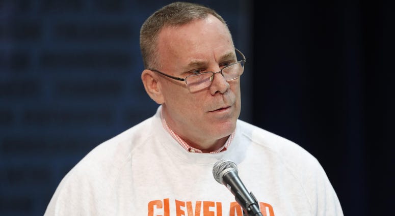 Feb 28, 2019; Indianapolis, IN, USA; Cleveland Browns general manager John Dorsey speaks to the media during the 2019 NFL Combine at the Indianapolis Convention Center. Mandatory Credit: Brian Spurlock-USA TODAY Sports Feb 28, 2019; Indianapolis, IN, USA; Cleveland Browns general manager John Dorsey speaks to the media during the 2019 NFL Combine at the Indianapolis Convention Center. Mandatory Credit: Brian Spurlock-USA TODAY Sports