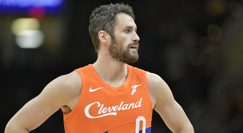 Cleveland Cavaliers forward Kevin Love (0) reacts in the second quarter against the Boston Celtics at Quicken Loans Arena. Cleveland Cavaliers forward Kevin Love (0) reacts in the second quarter against the Boston Celtics at Quicken Loans Arena.