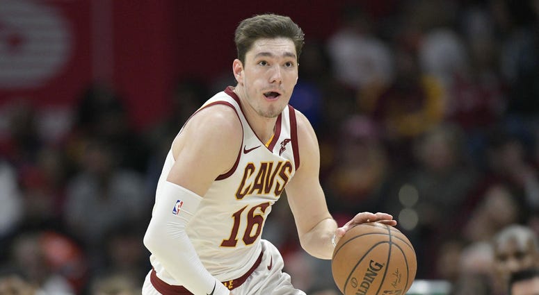 Apr 7, 2019; Cleveland, OH, USA; Cleveland Cavaliers forward Cedi Osman (16) brings the ball up court in the third quarter against the San Antonio Spurs at Quicken Loans Arena. Mandatory Credit: David Richard-USA TODAY Sports Apr 7, 2019; Cleveland, OH, USA; Cleveland Cavaliers forward Cedi Osman (16) brings the ball up court in the third quarter against the San Antonio Spurs at Quicken Loans Arena. Mandatory Credit: David Richard-USA TODAY Sports