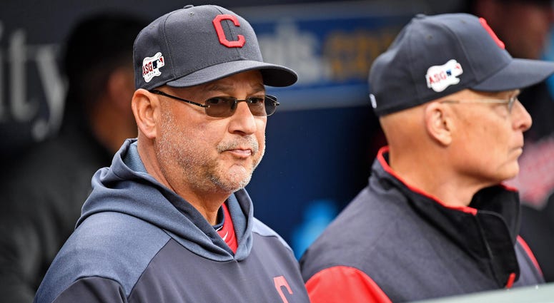 Cleveland Indians manager Terry Francona (left) looks on from the dugout before the start of the game against the Kansas City Royals at Kauffman Stadium. Cleveland Indians manager Terry Francona (left) looks on from the dugout before the start of the game against the Kansas City Royals at Kauffman Stadium.