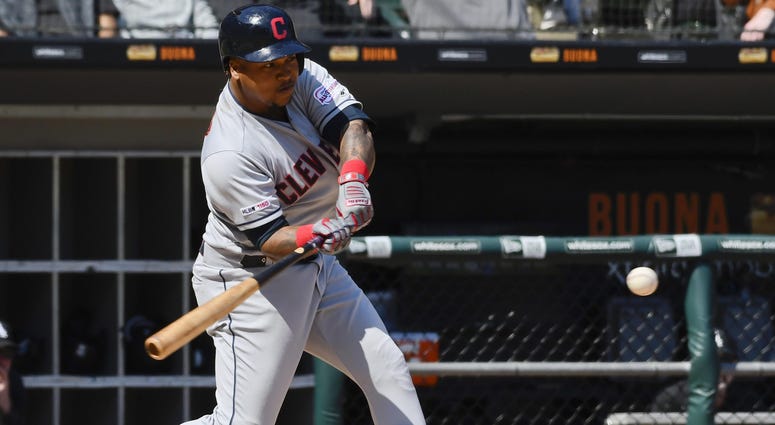 May 14, 2019; Chicago, IL, USA; Cleveland Indians second baseman Jose Ramirez (11) hits a home run in the sixth inning against the Chicago White Sox at Guaranteed Rate Field. Mandatory Credit: Matt Marton-USA TODAY Sports May 14, 2019; Chicago, IL, USA; Cleveland Indians second baseman Jose Ramirez (11) hits a home run in the sixth inning against the Chicago White Sox at Guaranteed Rate Field. Mandatory Credit: Matt Marton-USA TODAY Sports