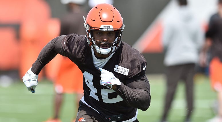 May 15, 2019; Berea, OH, USA; Cleveland Browns safety Morgan Burnett (42) runs a drill during organized team activities at the Cleveland Browns training facility. Mandatory Credit: Ken Blaze-USA TODAY Sports May 15, 2019; Berea, OH, USA; Cleveland Browns safety Morgan Burnett (42) runs a drill during organized team activities at the Cleveland Browns training facility. Mandatory Credit: Ken Blaze-USA TODAY Sports