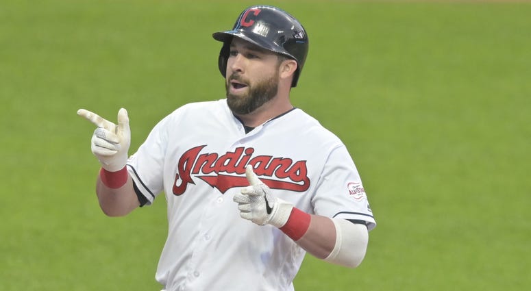 May 16, 2019; Cleveland, OH, USA; Cleveland Indians second baseman Jason Kipnis (22) celebrates his three-run home run in the fourth inning against the Baltimore Orioles at Progressive Field. Mandatory Credit: David Richard-USA TODAY Sports May 16, 2019; Cleveland, OH, USA; Cleveland Indians second baseman Jason Kipnis (22) celebrates his three-run home run in the fourth inning against the Baltimore Orioles at Progressive Field. Mandatory Credit: David Richard-USA TODAY Sports