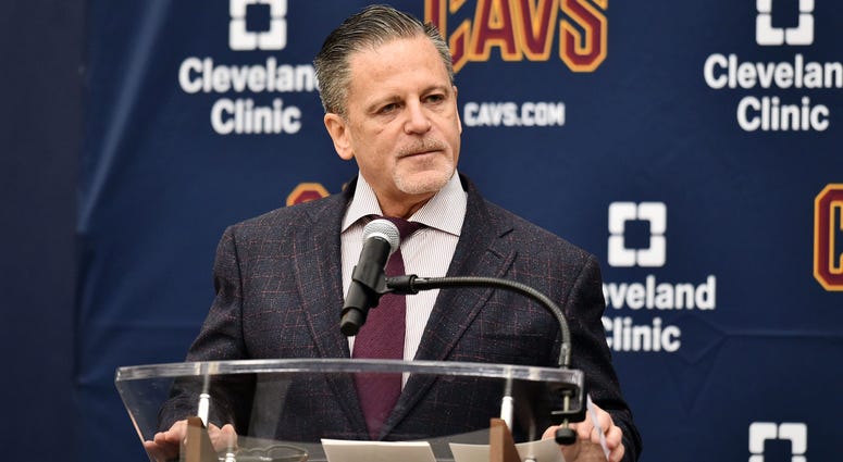 May 21, 2019; Cleveland, OH, USA; Cleveland Cavaliers owner Dan Gilbert speaks at a press conference introducing John Beilein as the head coach of the team at Cleveland Clinic Courts.