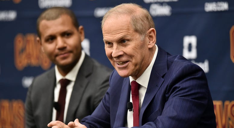 May 21, 2019; Cleveland, OH, USA; Cleveland Cavaliers head coach John Beilein speaks to the media during a press conference at Cleveland Clinic Courts. At left is general manager Koby Altman. Mandatory Credit: Ken Blaze-USA TODAY Sports May 21, 2019; Cleveland, OH, USA; Cleveland Cavaliers head coach John Beilein speaks to the media during a press conference at Cleveland Clinic Courts. At left is general manager Koby Altman. Mandatory Credit: Ken Blaze-USA TODAY Sports