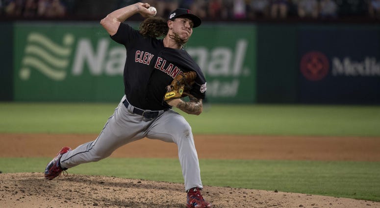 Jun 17, 2019; Arlington, TX, USA; Cleveland Indians starting pitcher Mike Clevinger (52) pitches against the Texas Rangers during the game at Globe Life Park in Arlington. Mandatory Credit: Jerome Miron-USA TODAY Sports Jun 17, 2019; Arlington, TX, USA; Cleveland Indians starting pitcher Mike Clevinger (52) pitches against the Texas Rangers during the game at Globe Life Park in Arlington. Mandatory Credit: Jerome Miron-USA TODAY Sports