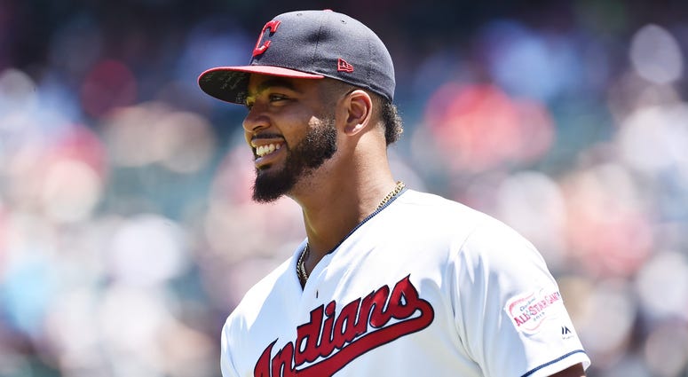 Jun 23, 2019; Cleveland, OH, USA; Cleveland Indians first baseman Bobby Bradley (40) warms up before the game between the Cleveland Indians and the Detroit Tigers at Progressive Field. This will be Bradley's major league debut. Mandatory Credit: Ken Blaze Jun 23, 2019; Cleveland, OH, USA; Cleveland Indians first baseman Bobby Bradley (40) warms up before the game between the Cleveland Indians and the Detroit Tigers at Progressive Field. This will be Bradley's major league debut. Mandatory Credit: Ken Blaz