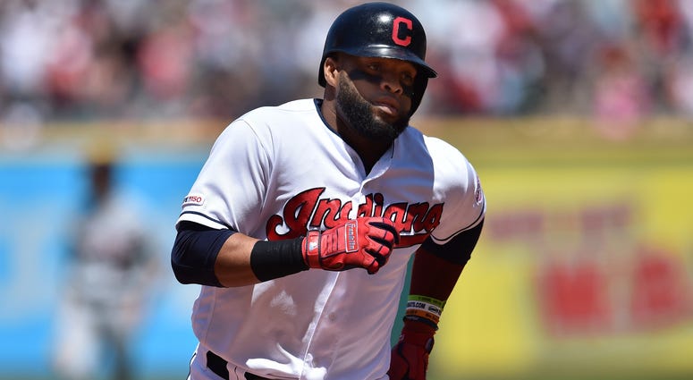 Jun 23, 2019; Cleveland, OH, USA; Cleveland Indians designated hitter Carlos Santana (41) rounds the bases after hitting a home run during the fifth inning against the Detroit Tigers at Progressive Field. Mandatory Credit: Ken Blaze-USA TODAY Sports Jun 23, 2019; Cleveland, OH, USA; Cleveland Indians designated hitter Carlos Santana (41) rounds the bases after hitting a home run during the fifth inning against the Detroit Tigers at Progressive Field. Mandatory Credit: Ken Blaze-USA TODAY Sports