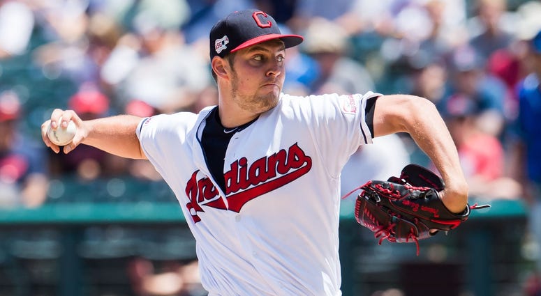 Jun 26, 2019; Cleveland, OH, USA; Cleveland Indians starting pitcher Trevor Bauer (47) throws a pitch against the Kansas City Royals during the first inning at Progressive Field. Mandatory Credit: Ken Blaze-USA TODAY Sports Jun 26, 2019; Cleveland, OH, USA; Cleveland Indians starting pitcher Trevor Bauer (47) throws a pitch against the Kansas City Royals during the first inning at Progressive Field. Mandatory Credit: Ken Blaze-USA TODAY Sports