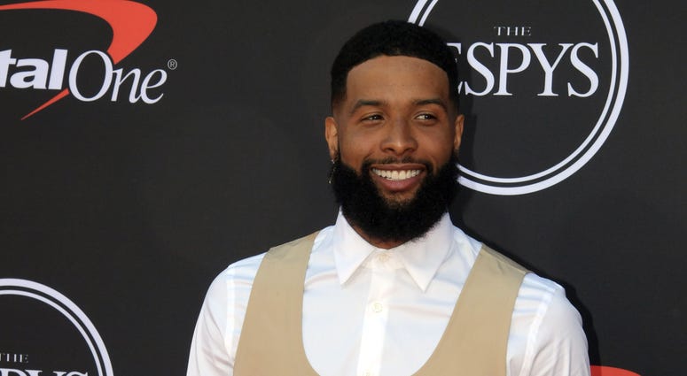 Jul 10, 2019; Los Angeles, CA, USA; Football player Odell Beckham Jr. arrives on the red carpet at Microsoft Theatre.
