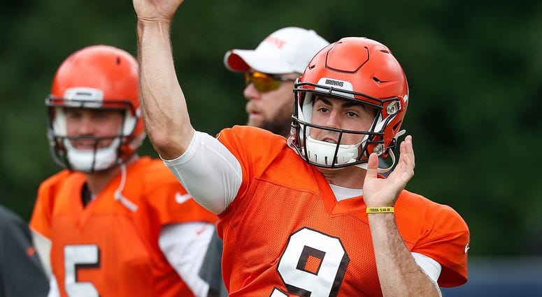 Former Purdue Boilermaker now Cleveland Browns quarterback David Blough (9) during their preseason training camp practice at Grand Park in Westfield on Wednesday, August 14, 2019. Colts Preseason Training Camp Former Purdue Boilermaker now Cleveland Browns quarterback David Blough (9) during their preseason training camp practice at Grand Park in Westfield on Wednesday, August 14, 2019. Colts Preseason Training Camp