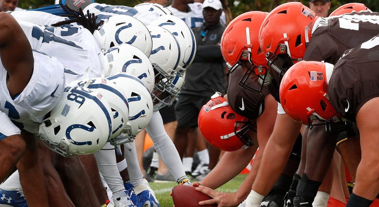 The Indianapolis Colts and Cleveland Browns special teams work against each other during their preseason training camp practice at Grand Park in Westfield on Wednesday, August 14, 2019. Colts Preseason Training Camp The Indianapolis Colts and Cleveland Browns special teams work against each other during their preseason training camp practice at Grand Park in Westfield on Wednesday, August 14, 2019. Colts Preseason Training Camp
