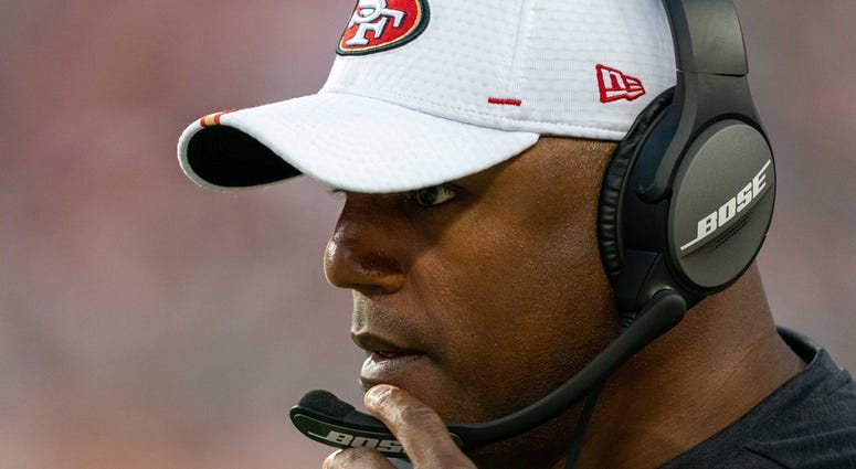 San Francisco 49ers defensive backs coach Joe Woods during the third quarter against the Dallas Cowboys at Levi's Stadium. Joe Woods San Francisco 49ers defensive backs coach