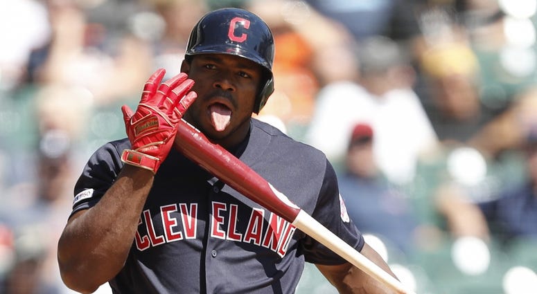 Aug 29, 2019; Detroit, MI, USA; Cleveland Indians right fielder Yasiel Puig (66) licks his bat during the second inning against the Detroit Tigers at Comerica Park. Mandatory Credit: Raj Mehta-USA TODAY Sports Aug 29, 2019; Detroit, MI, USA; Cleveland Indians right fielder Yasiel Puig (66) licks his bat during the second inning against the Detroit Tigers at Comerica Park. Mandatory Credit: Raj Mehta-USA TODAY Sports