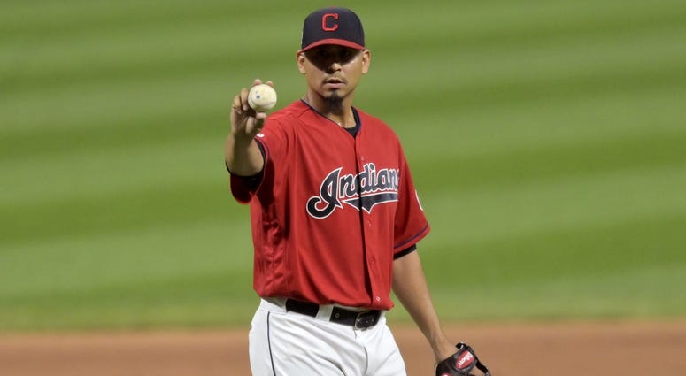 Sep 3, 2019; Cleveland, OH, USA; Cleveland Indians relief pitcher Carlos Carrasco (59) reacts in the eighth inning against the Chicago White Sox at Progressive Field. Mandatory Credit: David Richard-USA TODAY Sports Sep 3, 2019; Cleveland, OH, USA; Cleveland Indians relief pitcher Carlos Carrasco (59) reacts in the eighth inning against the Chicago White Sox at Progressive Field. Mandatory Credit: David Richard-USA TODAY Sports