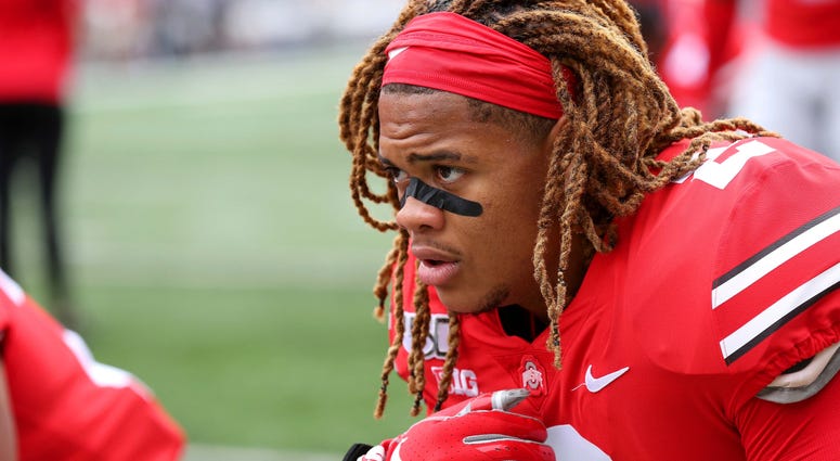 Ohio State Buckeyes defensive end Chase Young (2) before the game against the Florida Atlantic Owls at Ohio Stadium