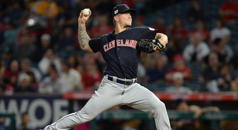 September 10, 2019; Anaheim, CA, USA; Cleveland Indians starting pitcher Zach Plesac (65) throws against the Los Angeles Angels during the first inning at Angel Stadium of Anaheim. Mandatory Credit: Gary A. Vasquez-USA TODAY Sports September 10, 2019; Anaheim, CA, USA; Cleveland Indians starting pitcher Zach Plesac (65) throws against the Los Angeles Angels during the first inning at Angel Stadium of Anaheim. Mandatory Credit: Gary A. Vasquez-USA TODAY Sports
