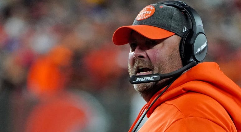 Sep 22, 2019; Cleveland, OH, USA; Cleveland Browns head coach Freddie Kitchens reacts against the Los Angeles Rams during the third quarter at FirstEnergy Stadium. Cleveland Browns head coach Freddie Kitchens