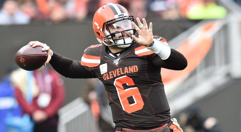 Nov 10, 2019; Cleveland, OH, USA; Cleveland Browns quarterback Baker Mayfield (6) throws a pass during the first half against the Buffalo Bills at FirstEnergy Stadium. Mandatory Credit: Ken Blaze-USA TODAY Sports Nov 10, 2019; Cleveland, OH, USA; Cleveland Browns quarterback Baker Mayfield (6) throws a pass during the first half against the Buffalo Bills at FirstEnergy Stadium. Mandatory Credit: Ken Blaze-USA TODAY Sports