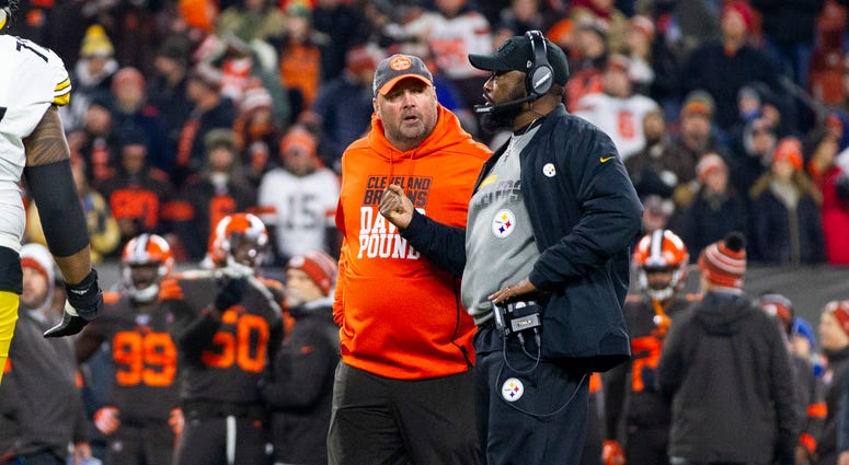 Cleveland Browns head coach Freddie Kitchens and Pittsburgh Steelers head coach Mike Tomlin Cleveland Browns head coach Freddie Kitchens and Pittsburgh Steelers head coach Mike Tomlin
