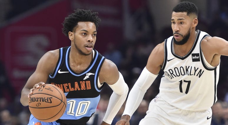 Nov 25, 2019; Cleveland, OH, USA; Cleveland Cavaliers guard Darius Garland (10) dribbles the ball against Brooklyn Nets guard Garrett Temple (17) in the second quarter at Rocket Mortgage FieldHouse. Mandatory Credit: David Richard-USA TODAY Sports Nov 25, 2019; Cleveland, OH, USA; Cleveland Cavaliers guard Darius Garland (10) dribbles the ball against Brooklyn Nets guard Garrett Temple (17) in the second quarter at Rocket Mortgage FieldHouse. Mandatory Credit: David Richard-USA TODAY Sports