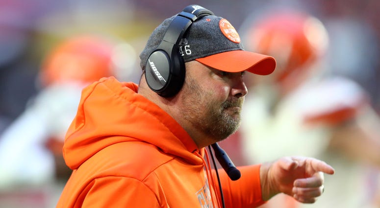 Dec 15, 2019; Glendale, AZ, USA; Cleveland Browns head coach Freddie Kitchens against the Arizona Cardinals at State Farm Stadium. Cleveland Browns head coach Freddie Kitchens