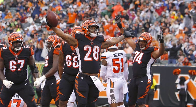 Cincinnati Bengals running back Joe Mixon (28) reacts after scoring touchdown against the Cleveland Browns during the second half at Paul Brown Stadium. Mandatory Credit: David Kohl-USA TODAY Sports Cincinnati Bengals running back Joe Mixon (28) reacts after scoring touchdown against the Cleveland Browns during the second half at Paul Brown Stadium. Mandatory Credit: David Kohl-USA TODAY Sports