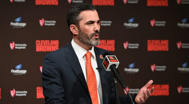 New Cleveland Browns head coach Kevin Stefanski speaks to the media during a press conference at FirstEnergy Stadium. New Cleveland Browns head coach Kevin Stefanski speaks to the media during a press conference at FirstEnergy Stadium.