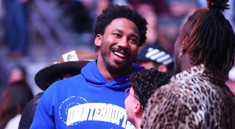 Cleveland Browns defensive player Myles Garrett in attendance during UFC 246 at T-Mobile Arena. Myles Garrett Cleveland Browns