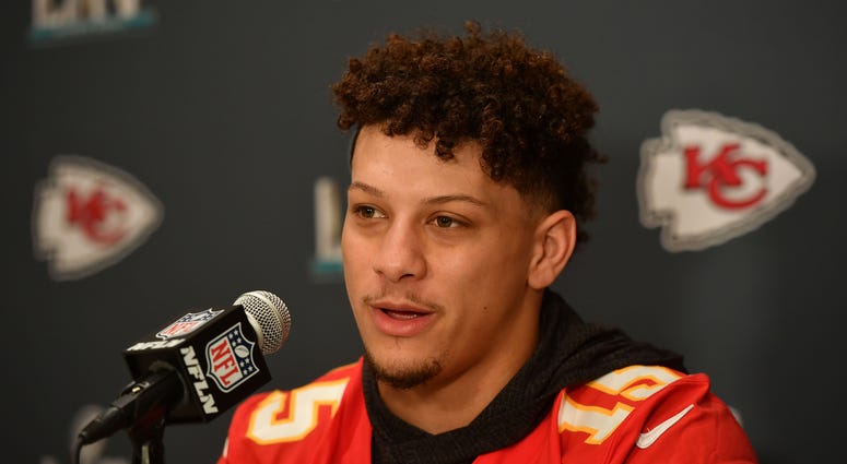 Jan 30, 2020; Miami, Florida, USA; Kansas City Chiefs quarterback Patrick Mahomes (15) speaks with the media at JW Marriott Turnberry. Mandatory Credit: Jasen Vinlove-USA TODAY Sports