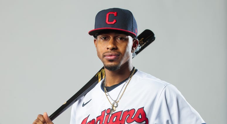 Cleveland Indians shortstop Francisco Lindor poses for a portrait during media day at the Indians training facility. Cleveland Indians shortstop Francisco Lindor poses for a portrait during media day at the Indians training facility.